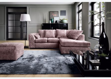 Harriet Crushed Chenille Corner Sofa-Pink-Right Facing