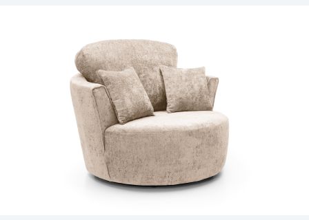 Harriet Crushed Chenille Swivel Chair-Cream