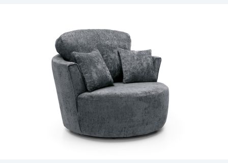 Harriet Crushed Chenille Swivel Chair-Dark Grey