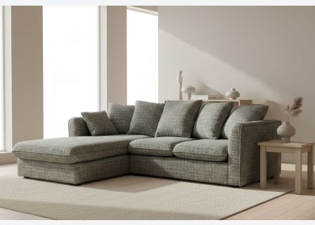 Lucas Textured Stone Grey Corner Sofa